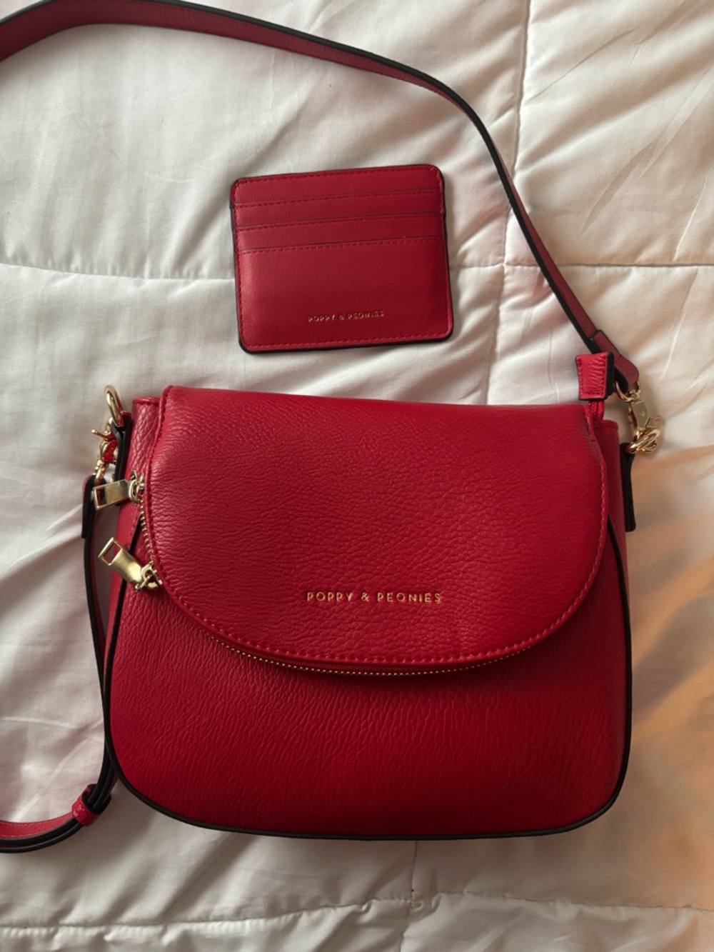 Poppy & Peonies Red Downtown Mini Crossbody with Card Wallet